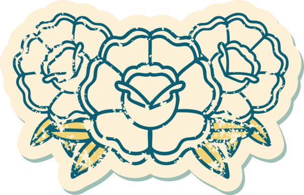 Bir insan tarafından çizilmiş bir buket çiçeğin sembolik dövmesi.