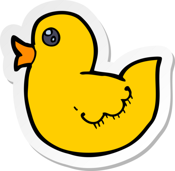 Bir insan tarafından çizilmiş plastik ördeğin çıkartması.