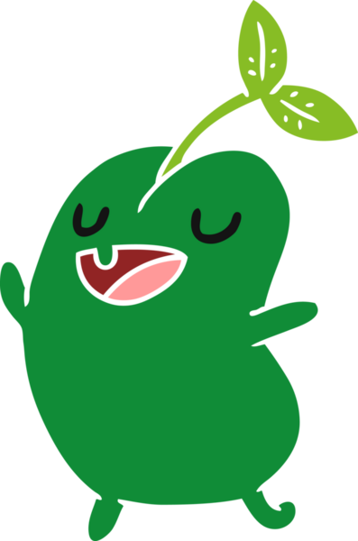 Çizgi film illüstrasyonu kawaii bir insan tarafından çizilmiş tatlı filizlenen fasulye.