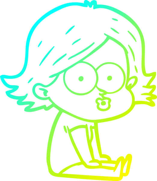 Bir insan tarafından somurtulmuş çizgi film kızı çizimi.