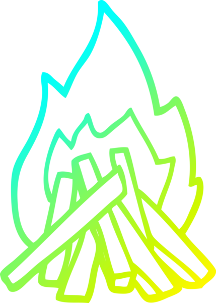 Bir insanın çizdiği karikatür kampı ateşinin soğuk eğik çizgisi.