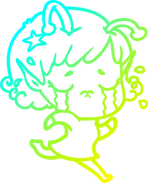 Bir insan tarafından çizilmiş ağlayan uzaylı kız çizgi filmi.