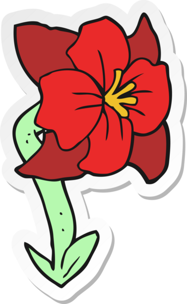 Bir insan tarafından çizilmiş karikatür çiçeğinin çıkartması.