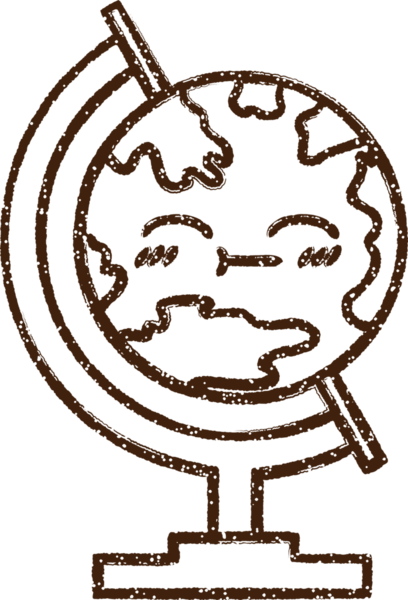 Bir insan tarafından çizilen Coğrafya Küresi Kömür Çizimi