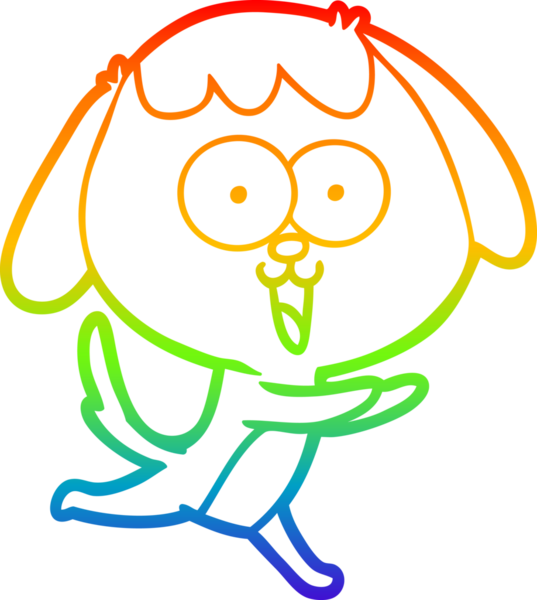 Gökkuşağı gradyan çizimi. Bir insan tarafından çizilmiş şirin bir köpek çizimi.