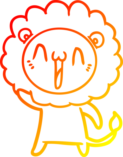 Bir insan tarafından çizilmiş mutlu çizgi film aslanının sıcak çizgi çizimi