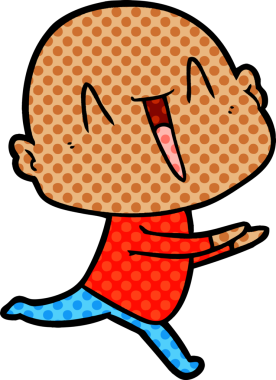 Bir insan tarafından çizilmiş mutlu, kel adam.