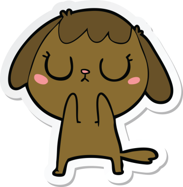 Bir insan tarafından çizilmiş şirin bir köpeğin çıkartması.