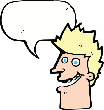 bir insan tarafından çizilmiş bir konuşma baloncuğuyla mutlu adam yüzü