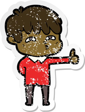 Bir insan tarafından çizilmiş garip bir adamın sıkıntılı çıkartması.