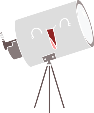 Bir insan tarafından çizilmiş düz renkli çizgi film teleskopu