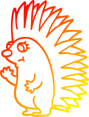 Bir insan tarafından çizilmiş sivri dikenli kirpinin sıcak çizgi çizimi