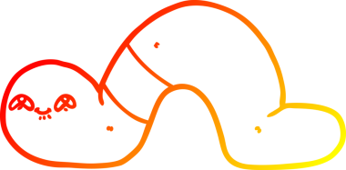 Bir insan tarafından çizilmiş bir karikatür solucanının sıcak çizgi çizimi