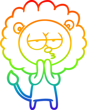 gökkuşağı gradyanı çizimi bir karikatür aslanı bir insan tarafından çizilmiş