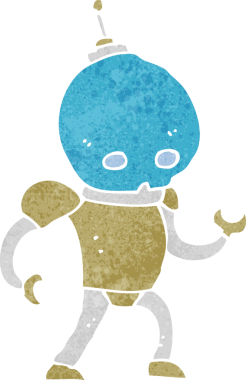 Bir insan tarafından çizilmiş uzaylı robot.