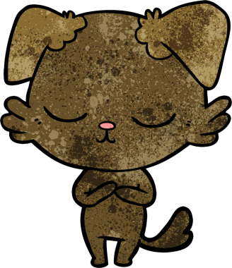 Bir insan tarafından çizilmiş şirin bir çizgi film köpeği.