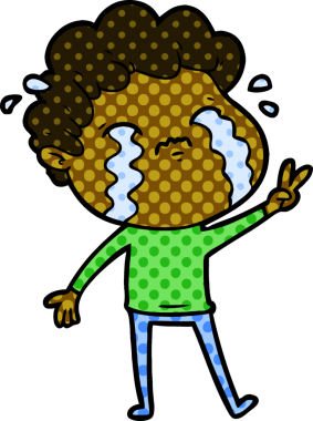 Bir insan tarafından çizilmiş ağlayan çizgi film adamı.