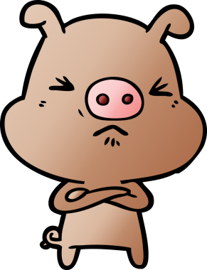 Bir insan tarafından çizilmiş huysuz domuz çizgi filmi.