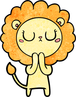 Bir insan tarafından çizilmiş çizgi film aslanı.