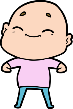 Bir insan tarafından çizilmiş mutlu, kel adam.