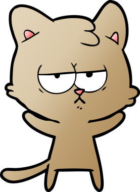 Bir insan tarafından çizilmiş sıkıcı çizgi film kedisi.