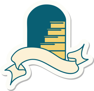 Bir insan tarafından çizilen adımlara kapı aralığı olan dövme stili çıkartması