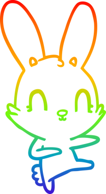 Gökkuşağı gradyan çizimi. Bir insan tarafından çizilmiş şirin bir tavşan çizgi filmi.