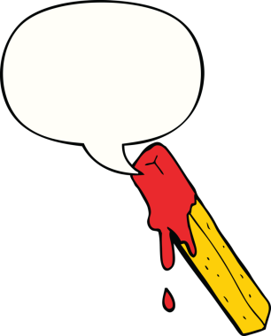 Bir insan tarafından çizilmiş konuşma baloncuğuyla kızartılmış çizgi film.