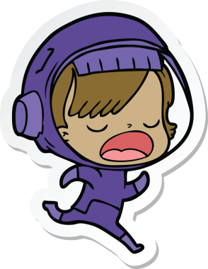 Bir insan tarafından çizilmiş astronot çizgi filminin çıkartması.