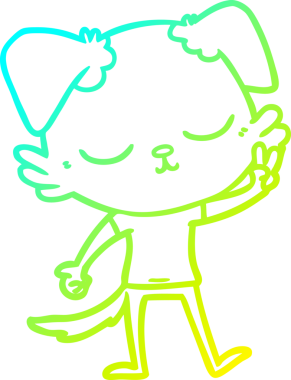 Bir insan tarafından çizilmiş şirin bir çizgi köpeğin soğuk gradyan çizgisi.