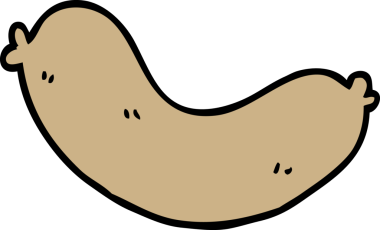 Bir insan tarafından çizilmiş çiğ sosis.