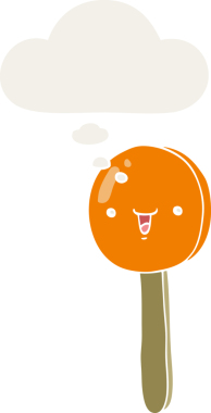 insan tarafından çizilmiş düşünce baloncuklu çizgi film lolipopu.