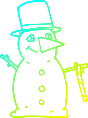 Bir insan tarafından çizilmiş bir kardan adamın soğuk çizgi çizimi