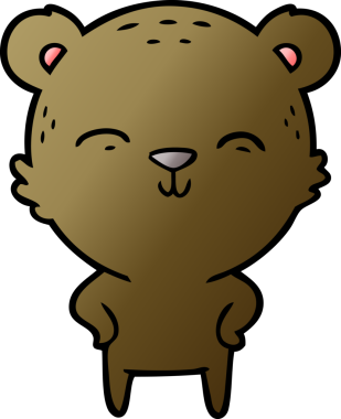 Bir insan tarafından çizilmiş kalçalı mutlu çizgi film ayısı.