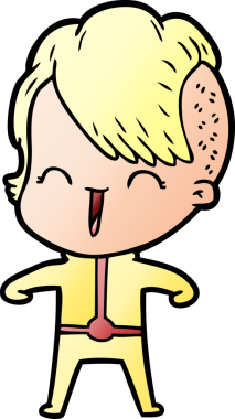 Bir insan tarafından çizilmiş mutlu hippi kız çizgi filmi.