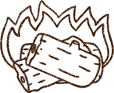 Bir insan tarafından çizilen Yanan Kütükler Kömür Çizimi