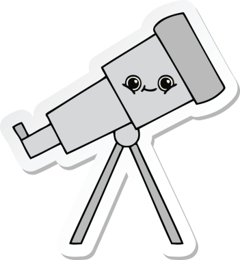 Bir insan tarafından çizilmiş sevimli bir teleskop çıkartması.