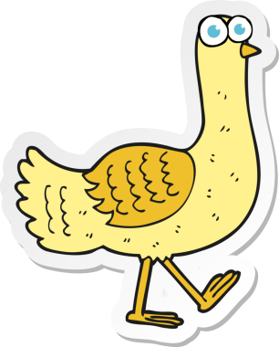 Bir insan tarafından çizilmiş çizgi film kuşunun çıkartması.