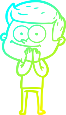 Bir insan tarafından çizilmiş mutlu bir adamın soğuk çizgi çizimi.