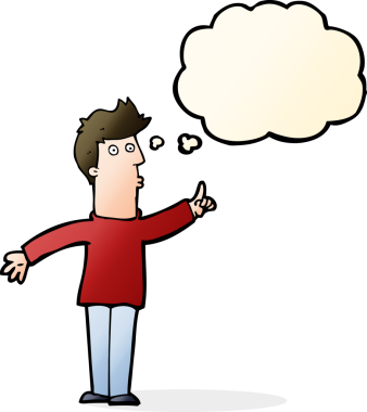 Çizgi filmci bir insan tarafından çizilmiş düşünce balonuyla ihtiyatlı olmayı tavsiye ediyor.