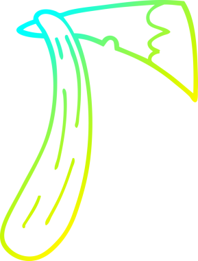 Bir insan tarafından çizilmiş balta karikatürünün soğuk gradyan çizgisi.