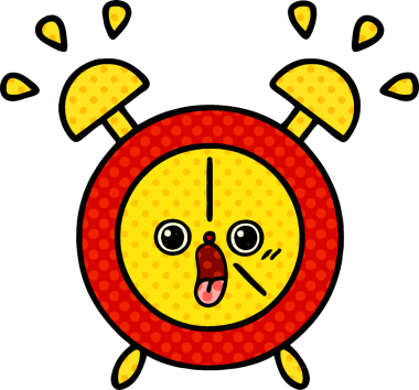 bir insan tarafından çizilmiş bir çalar saatin çizgi roman tarzı