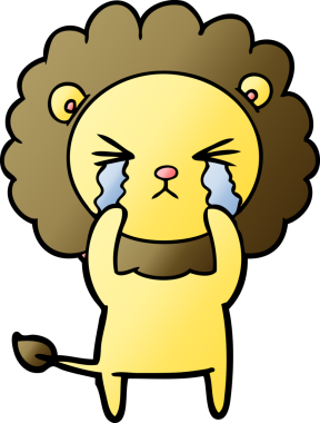 Bir insan tarafından çizilmiş ağlayan bir aslan.