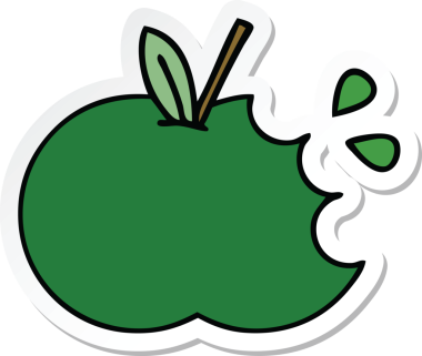 Bir insan tarafından çizilmiş tatlı, sulu bir elmanın çıkartması.