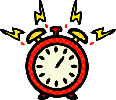 Bir insan tarafından çizilmiş çalar saatin çizgi romanı.