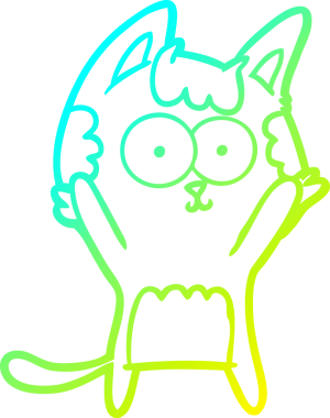 Bir insan tarafından çizilmiş mutlu çizgi film kedisinin soğuk gradyan çizgisi.