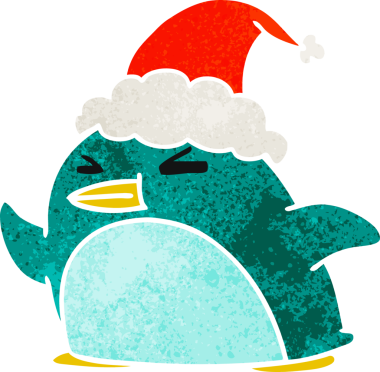 Bir insan tarafından çizilmiş Kawaii pengueninin eski bir karikatürü.