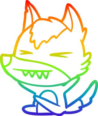 Bir insan tarafından çizilmiş kızgın bir kurt çizgi çizimi.