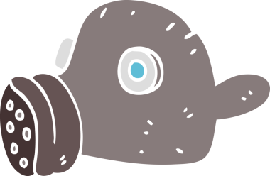 Bir insan tarafından çizilmiş gaz maskesi.