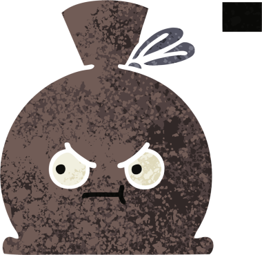 Bir insan tarafından çizilmiş bir çuvalın retro illüstrasyon tarzı karikatürü